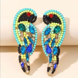 Rhinestone Parrot Design Stud Earrings